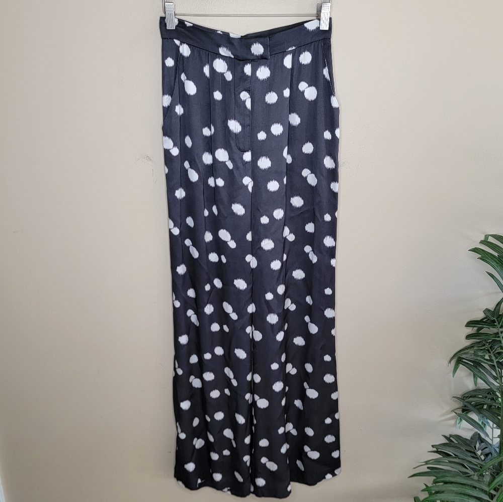 Corey Lynn Calter Camille Black & Ivory Polka Dot Pants Size Small New
